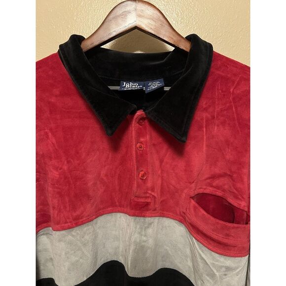 Vtg 80s John Blair Velvet Velour Feel Long Sleeve Polo Collar Shirt Mens Sz 3XL - Picture 7 of 15